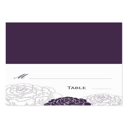 Rose Garden Folded Wedding Place Card Purple