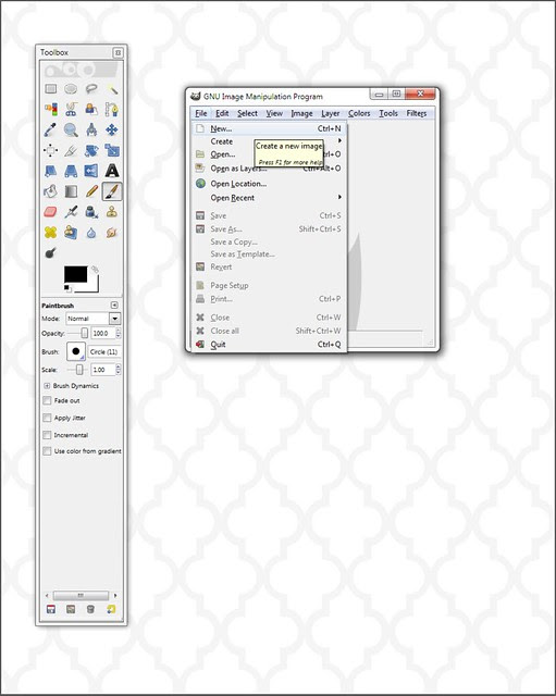 2 select 'file' and then choose 'new' to create a new image file