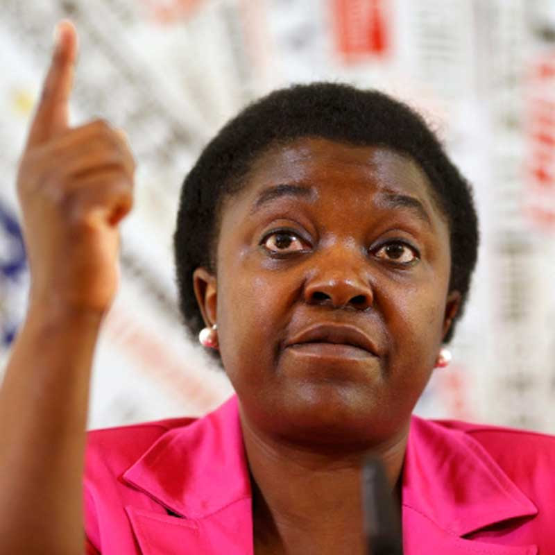 Italian Minister for Integration Cecile Kyenge gestures during a news conference in Rome. 