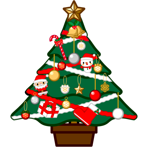 縁無しでかわいいクリスマスツリーの無料イラスト 商用フリー オイデ43