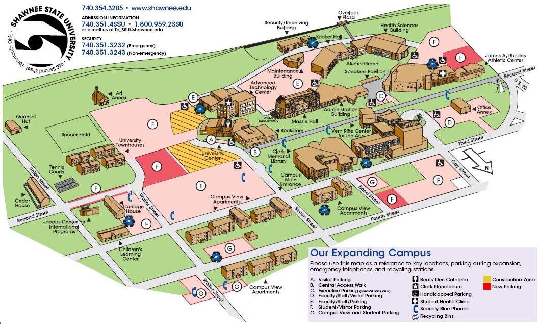 Campus Map Directions Shawnee State University Acalog - 