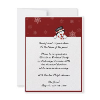 Frostie on Red with White Snowflakes invitation