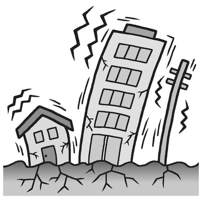 地震だっ モノクロ 防災の日の無料イラスト 秋の季節 行事素材