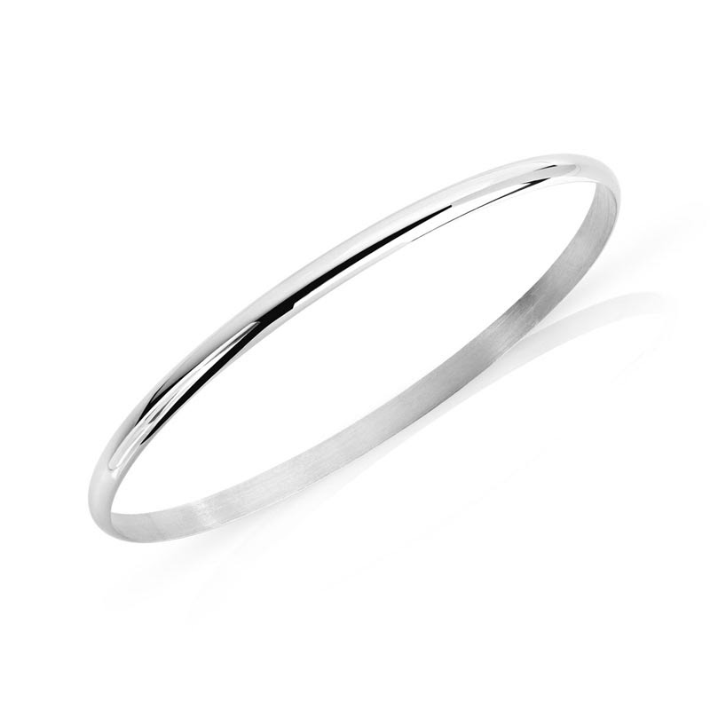 Bracelet jonc or 750 blanc - vue 1