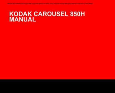 Reading Pdf kodak carousel 850h manual Loose Leaf PDF