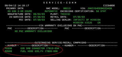 And the infiniti dealership replaced the circuit board at no cost, . I purchased a 2003 Infiniti G35 coupe from a private party