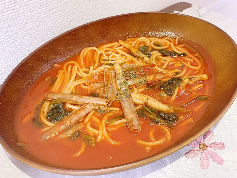 レシピ 包丁いらず 潮干狩りでとったマテ貝入りスープパスタ あした 釣りいこ 通信