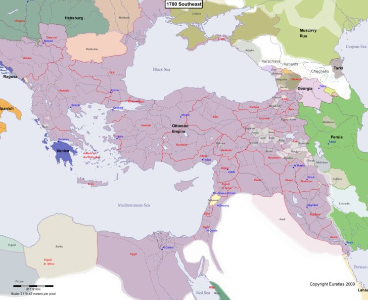 Euratlas Periodis Web - carte d'Europe 1700 nord-est