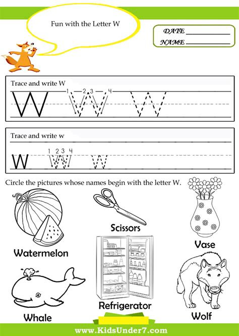  34 kindergarten worksheets for letter w