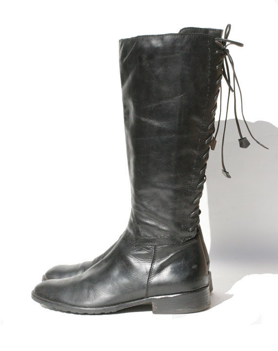 size 9 black leather riding boots