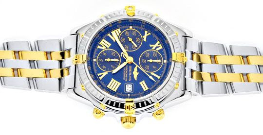 Originalfoto BREITLING CROSSWIND STAHLGOLD PILOT-BAND TOPUHR F.NEUZ.