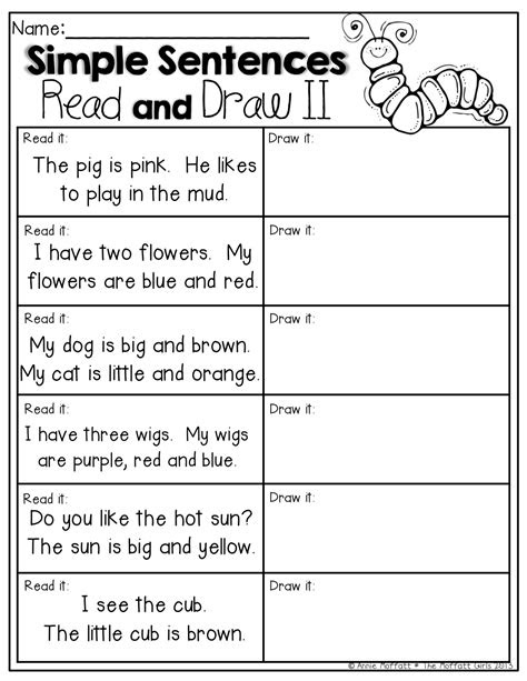 Phase 2 phonics read and draw worksheets. read and draw simple sentences for beginning readers kindergarten