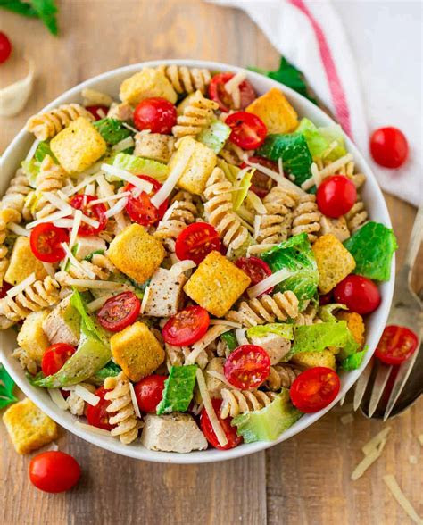 chicken caesar pasta salad healthy recipe