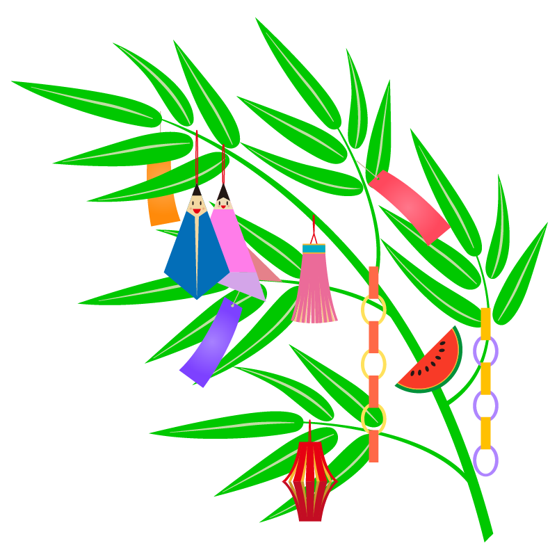 商用フリー無料イラスト 7月 七夕 笹 飾り 短冊 商用ok フリー素材集