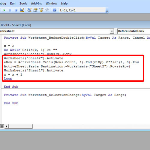Insert the range function