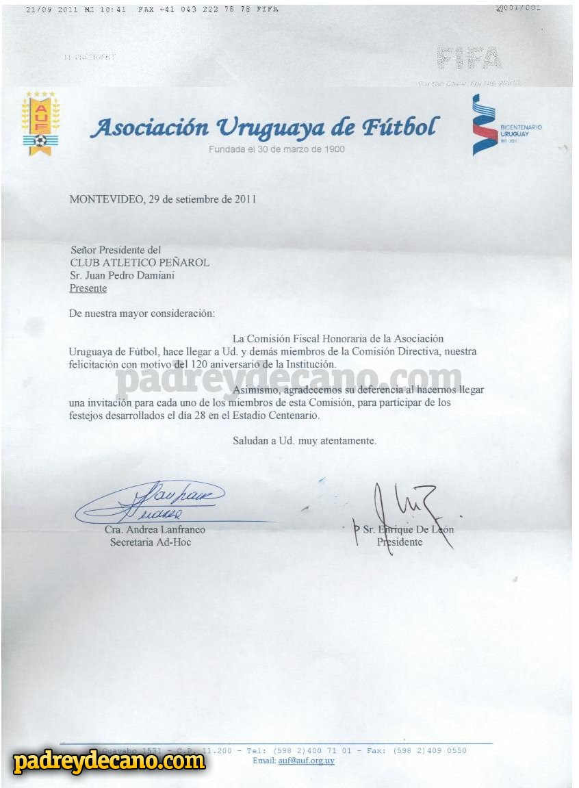Historia Oficial  Padre y Decano  Aniversarios  Los 120 