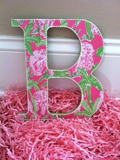 Lilly Pulitzer Letter-Lilly wrapping paper is great for these!