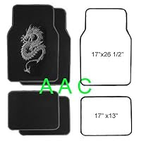A Set of 4 Universal Fit Plush Carpet Floor Mats for Cars / Truck - Dragon Silver