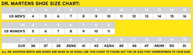 Us and uk shoe size chart dr martens