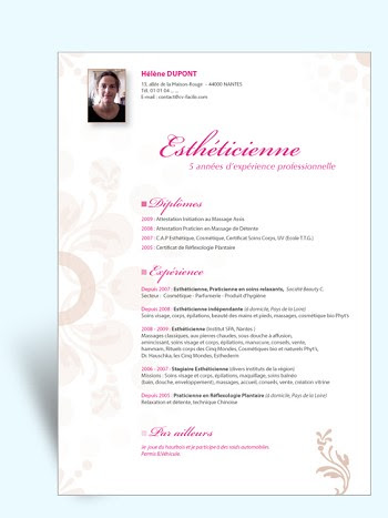 Exemple de cv esthetique