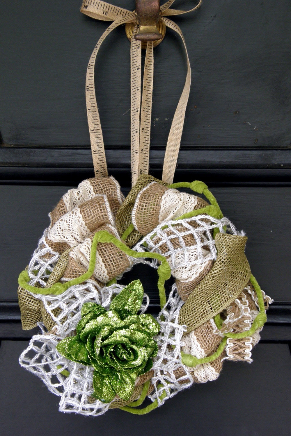 Petite Burlap Wreath with Lime Rose Burlap Wedding Wreath Small Wall Hanging Burlap Wedding Decoration Mother's Day Ladies Birthday
