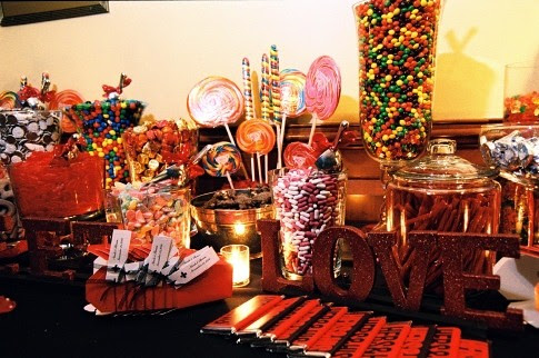 candy buffet pictures. multicolored candy buffet