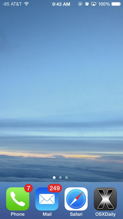 Minimal iPhone home screen with a blank page