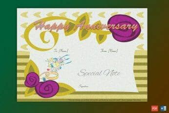  free anniversary gift certificate templates gct