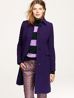 purple long wool winter coat 