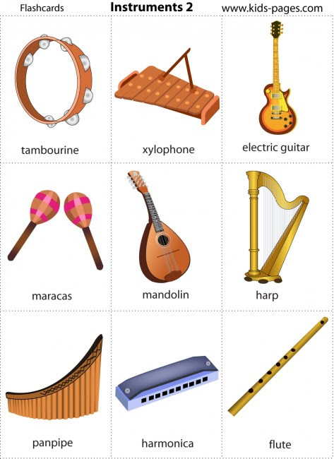 Music Instruments Names For Kids Clip Art Library