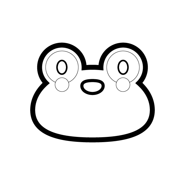 塗り絵に最適な白黒でかわいいカエルの無料イラスト 商用フリー オイデ43