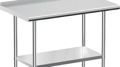 Upgrade Your Kitchen with a Durable and Stylish Stainless Steel Table with Backsplash - Perfect for Any Cooking Task