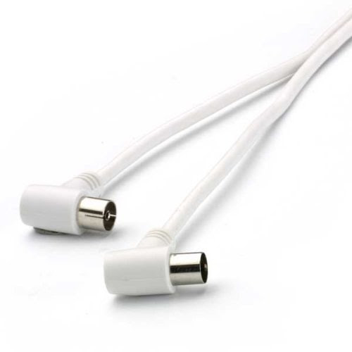  Teccus câble d'antenne connecteur coaxial <-> Koaxkupplung avec fiche coudée> 90dB 3m blanc (Import Allemagne)