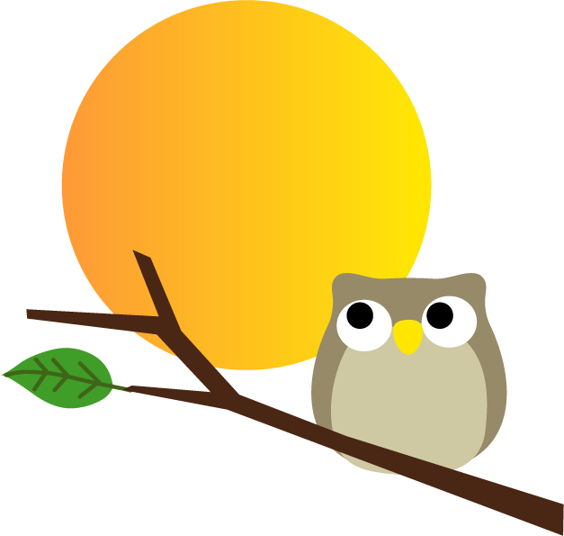 フクロウと月のイラスト 無料イラストフリー素材