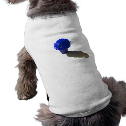 Blue Flowers White Bucket and Shadow Dog T Shirt
