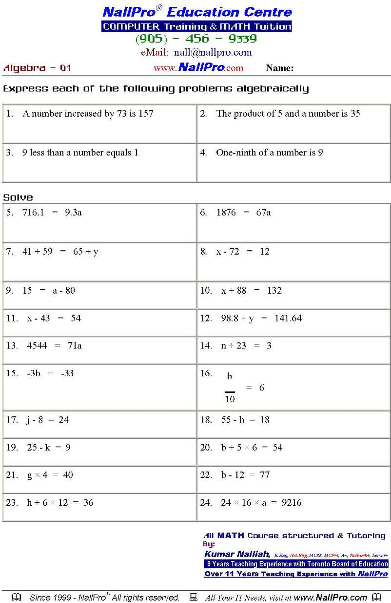 Grade 6, 7 & 8 Mathematics