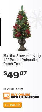 Martha Stewart Living Pre-Lit Poinsettia Porch Tree - DETAILS