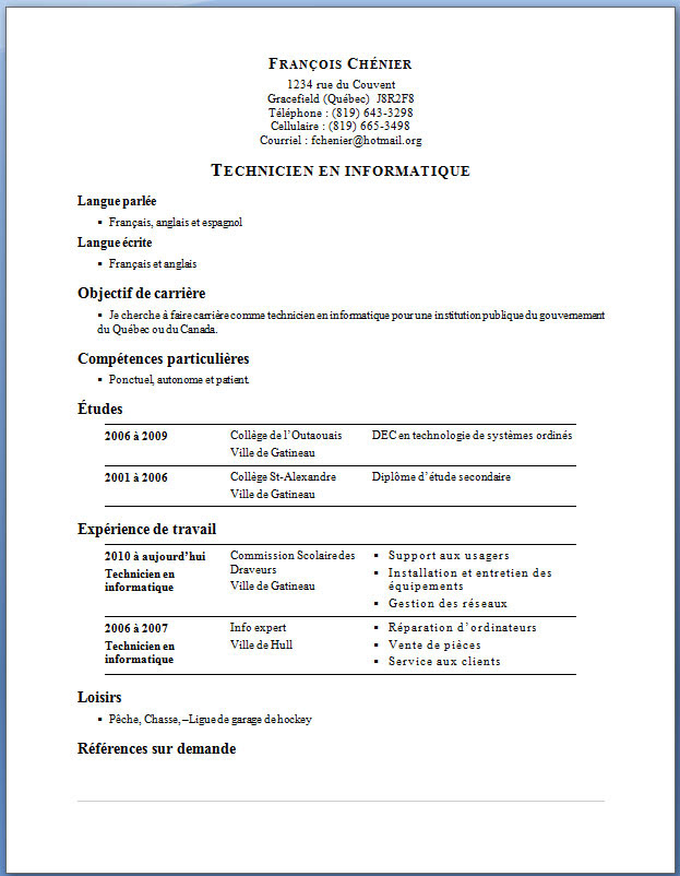 Exemple de CV - Exemple de CV .info