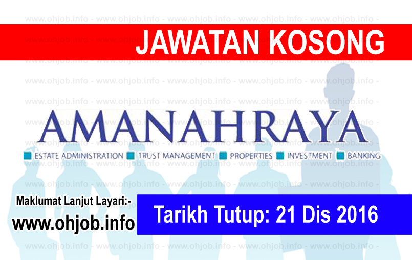 Jawatan Kerja Kosong Amanah Raya Berhad (ARB) logo www.ohjob.info disember 2016