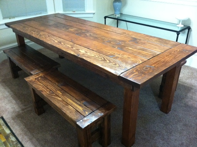 Ana White Farm House  Table  and Benches  DIY Projects