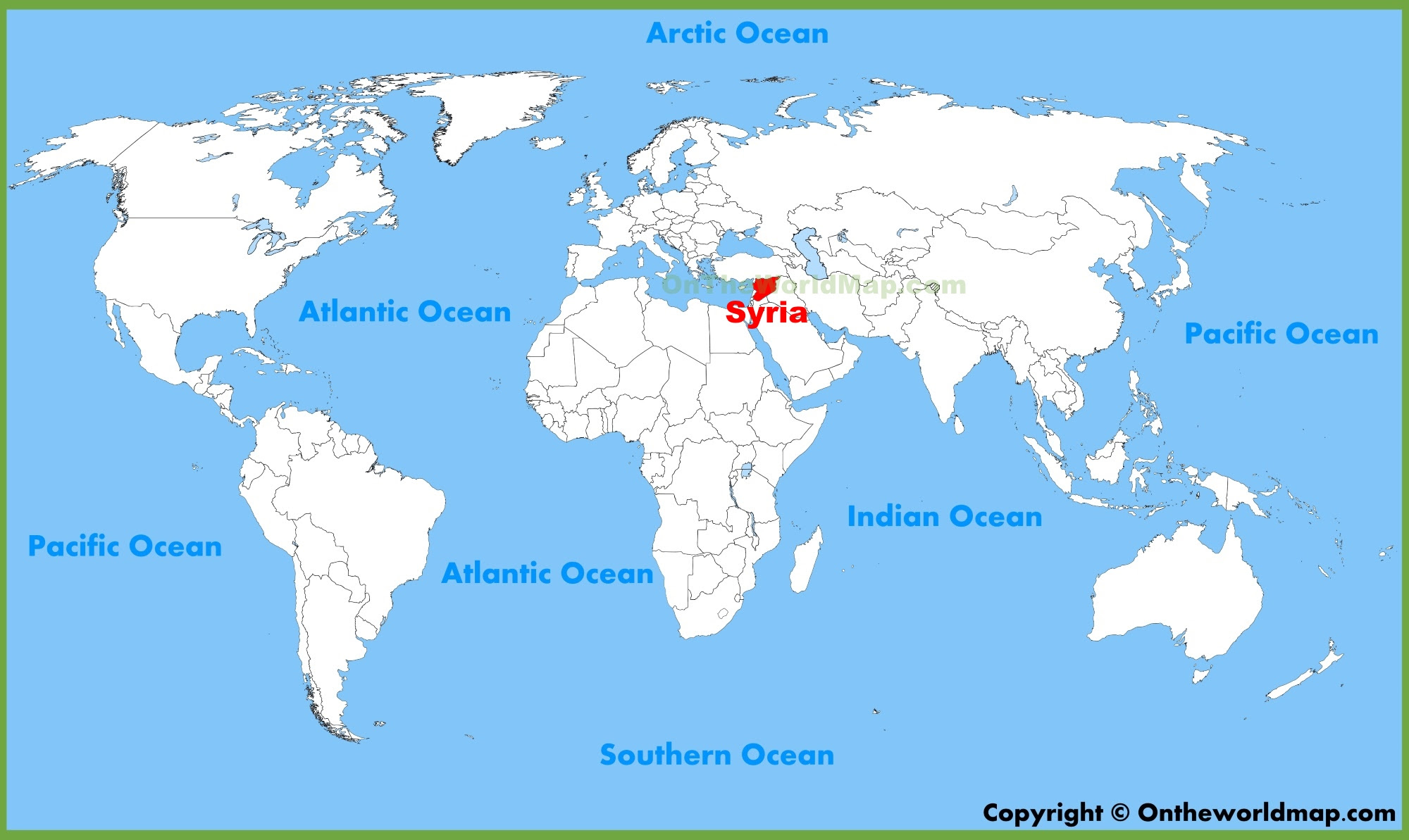 Syria On A World Map Syria location on the World Map