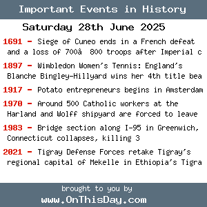 Important Events & Today in History by HistoryOrb.com