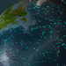 A visualization of the movements of autonomous floats involved in a project called Argo, which measures the temperature and salinity of ocean water at points around the world.