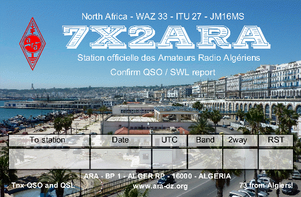 QSL image for 7X2ARA