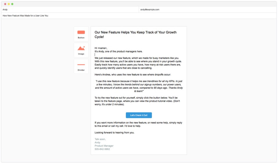 new feature announcement through kissmetrics campaigns