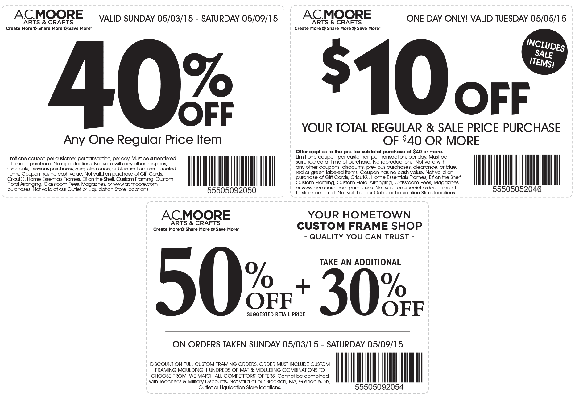 A.C. Moore Coupons - $10 off $40 or 40% off a single item at A.C. Moore