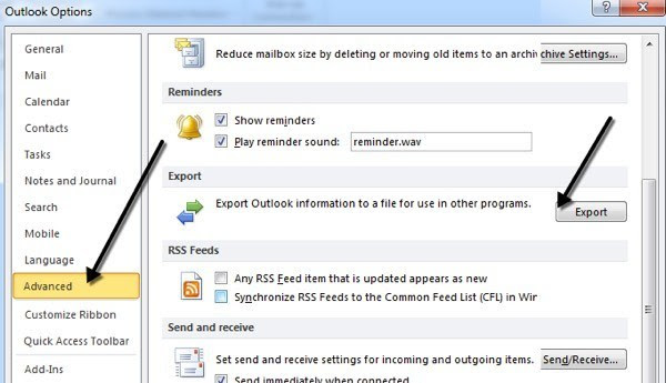 export contacts
