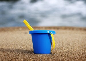 Sand bucket on the beach of Punta del Este, Ur...