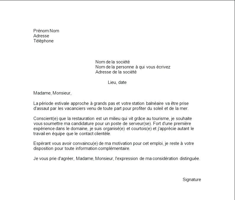 lettre de motivation modele etudiant modele de lettre type