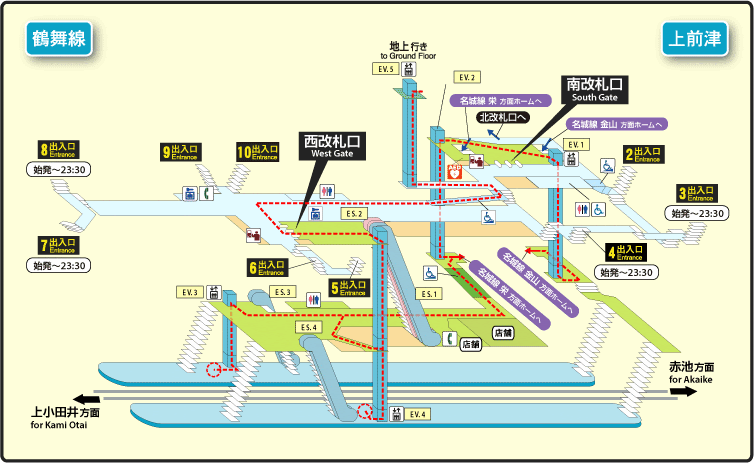 駅構内図 上前津 各駅情報 地下鉄 名古屋市交通局